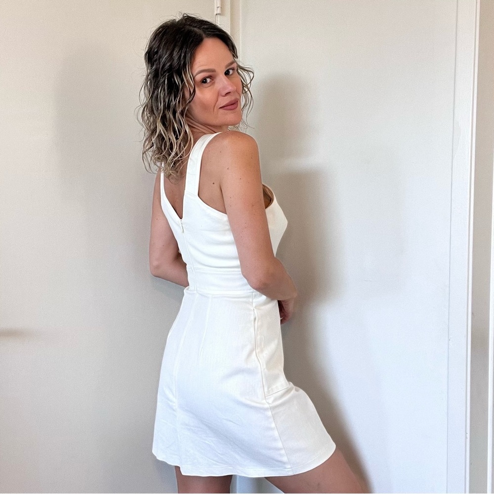 Reformation Kaia Denim Patch Pocket Dress White - Picture 10 of 11